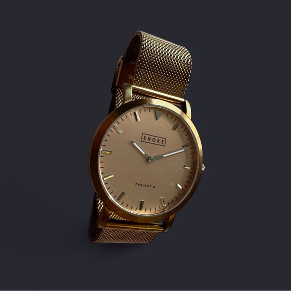 Shore Accessories - Shore Gold Mesh Band Watch minimalist design need battery